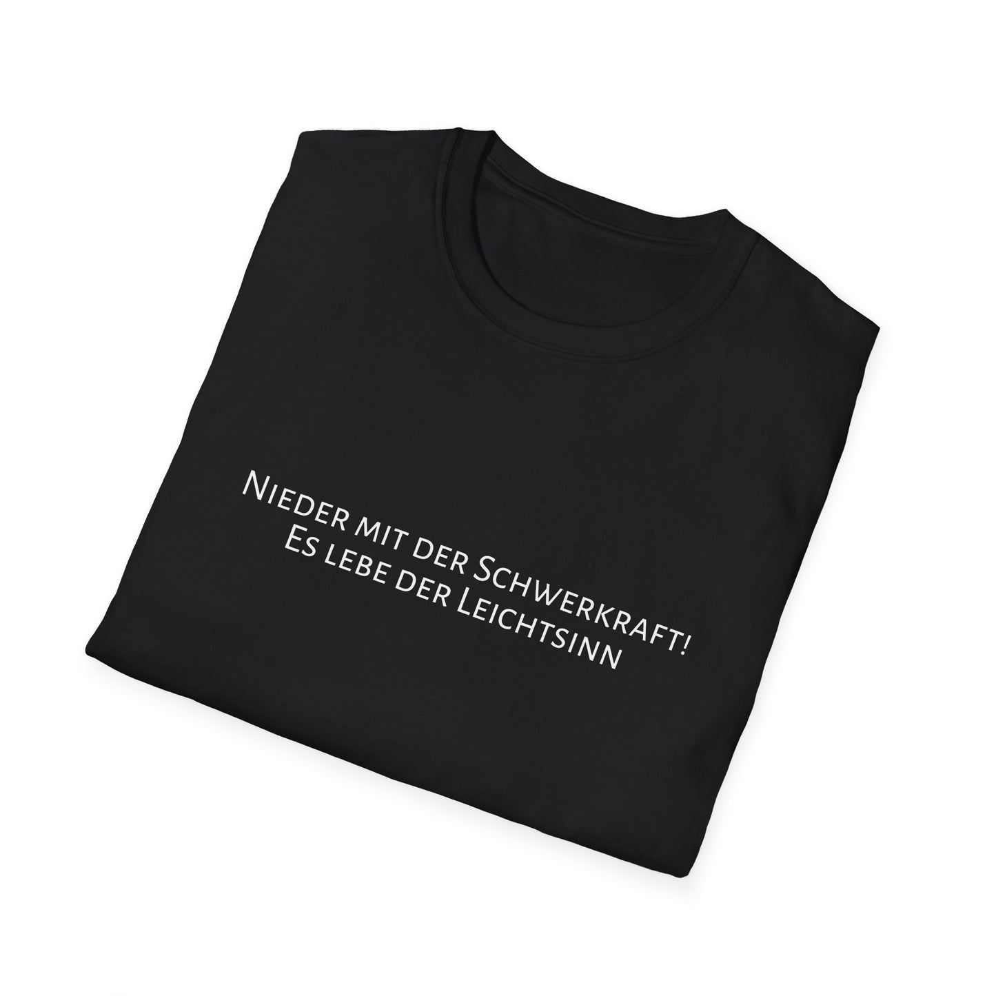 T-Shirt schwarz mit Spruch "Schwerkraft & Leichtsinn"
