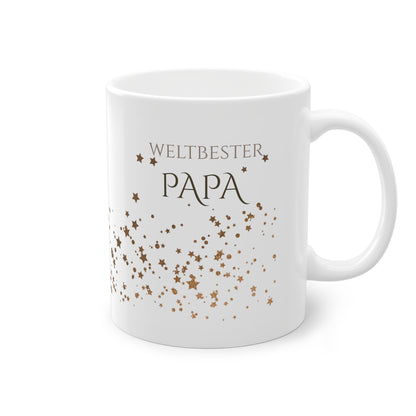 Weisse Tasse golden Glitter "weltbester Papa"