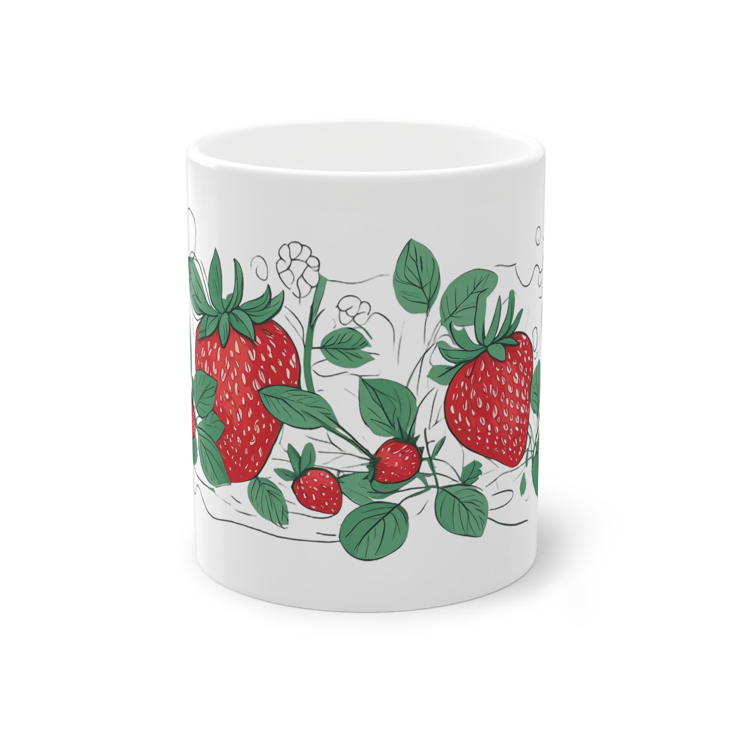 Weisse Tasse "Erdbeeren"