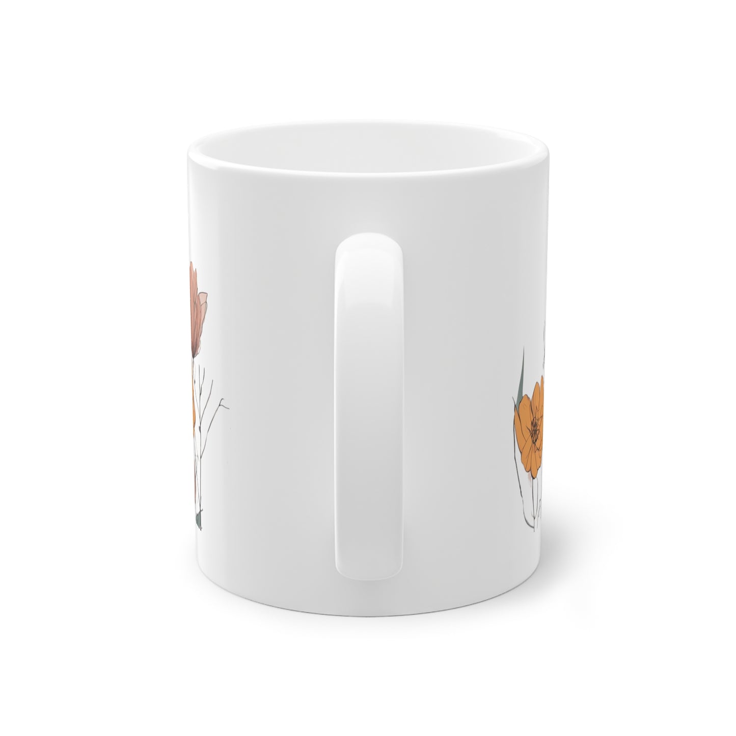 Weisse Boho Tasse  Blumen 1