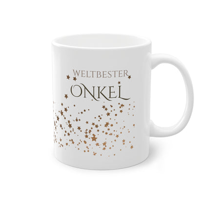 Weisse Tasse golden Glitter "weltbester Onkel"