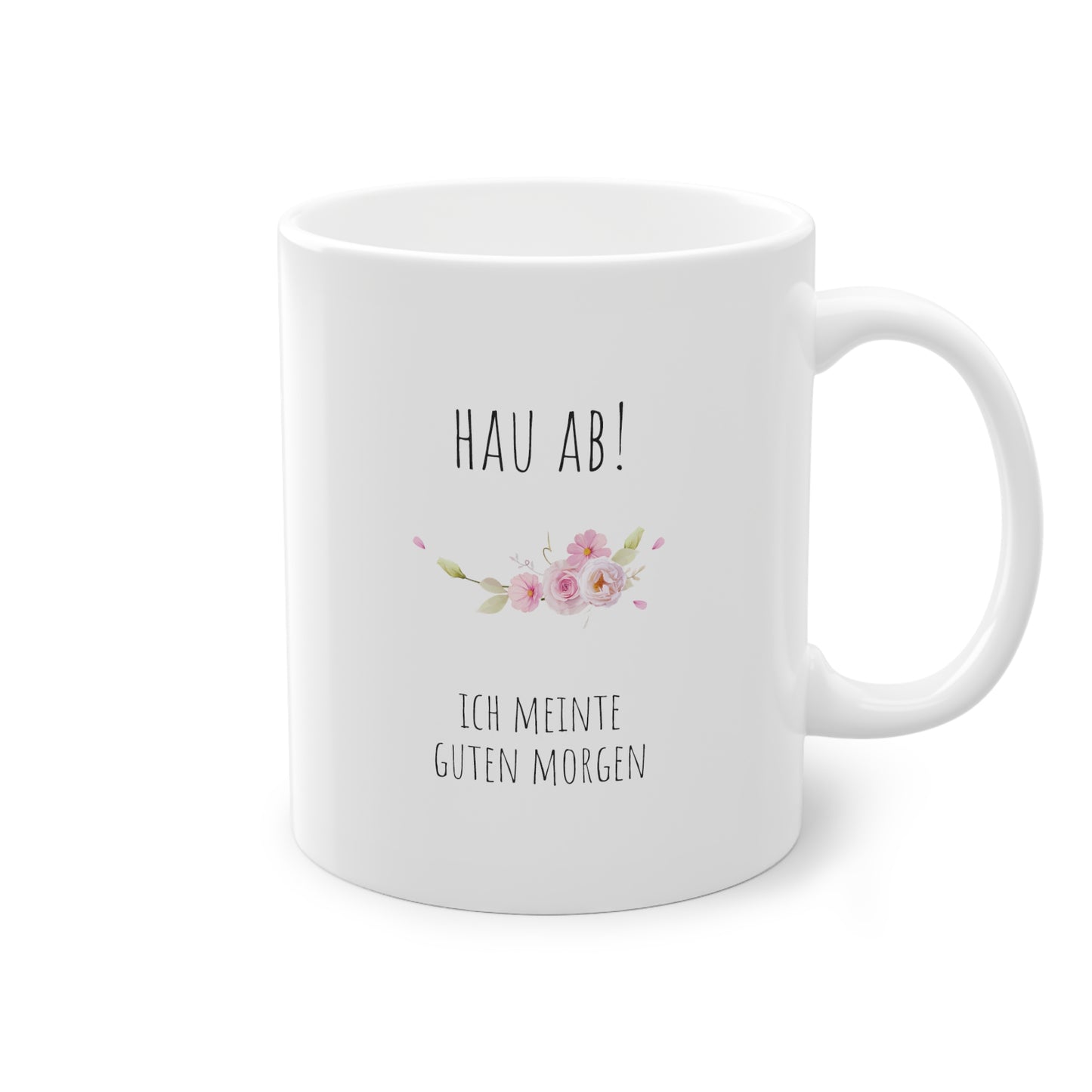 Weiße Büro Tasse "Hau ab"