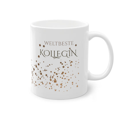 Weisse Tasse golden Glitter "weltbeste Kollegin"