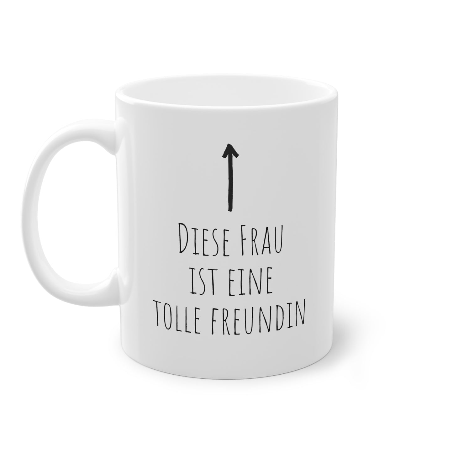 Weisse Tasse mit Pfeil "tolle Freundin"