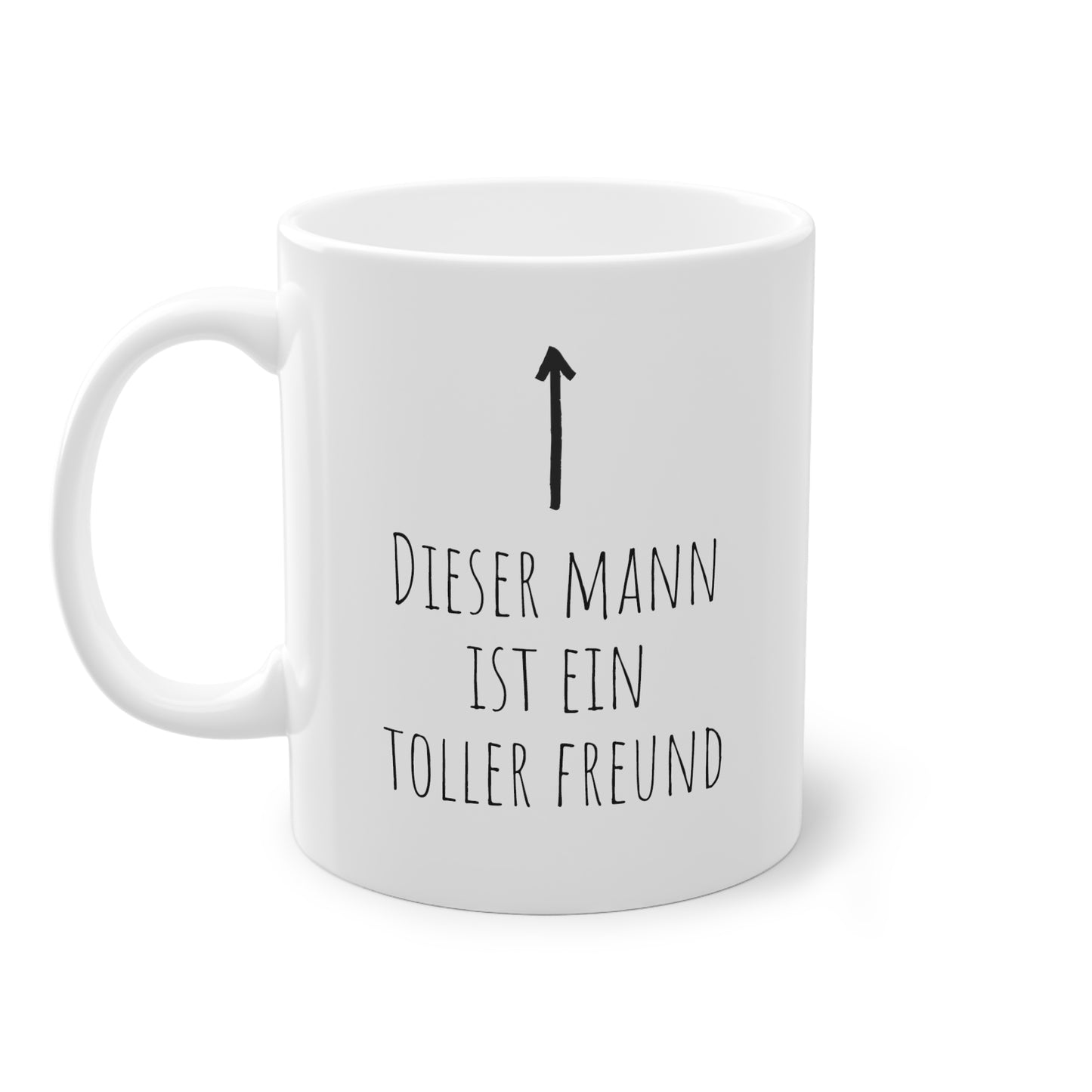 Weisse Tasse mit Pfeil "toller Freund"