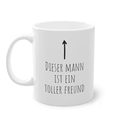 Weisse Tasse mit Pfeil "toller Freund"