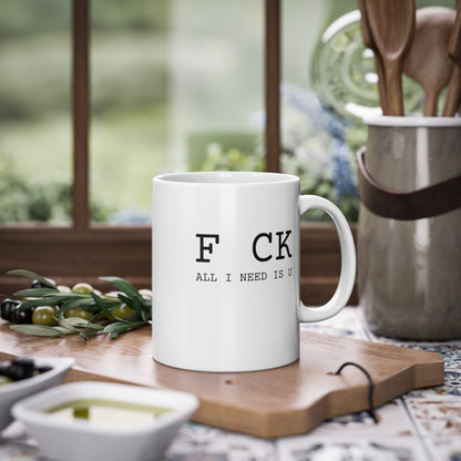 Weisse Design Tasse "I need u."