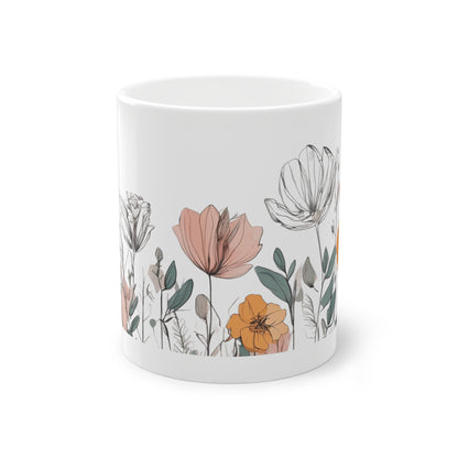 Weisse Boho Tasse  Blumen 1