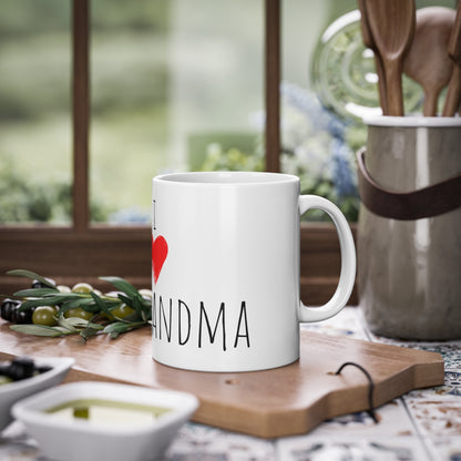 Weisse Tasse "I love my Grandma"