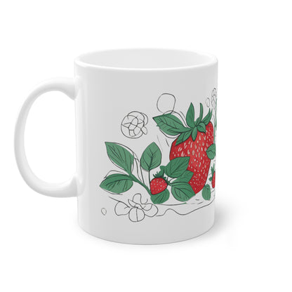 Weisse Tasse "Erdbeeren"