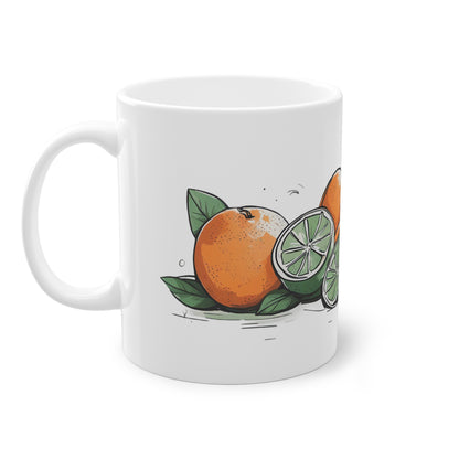 Weisse Tasse "Orangen"