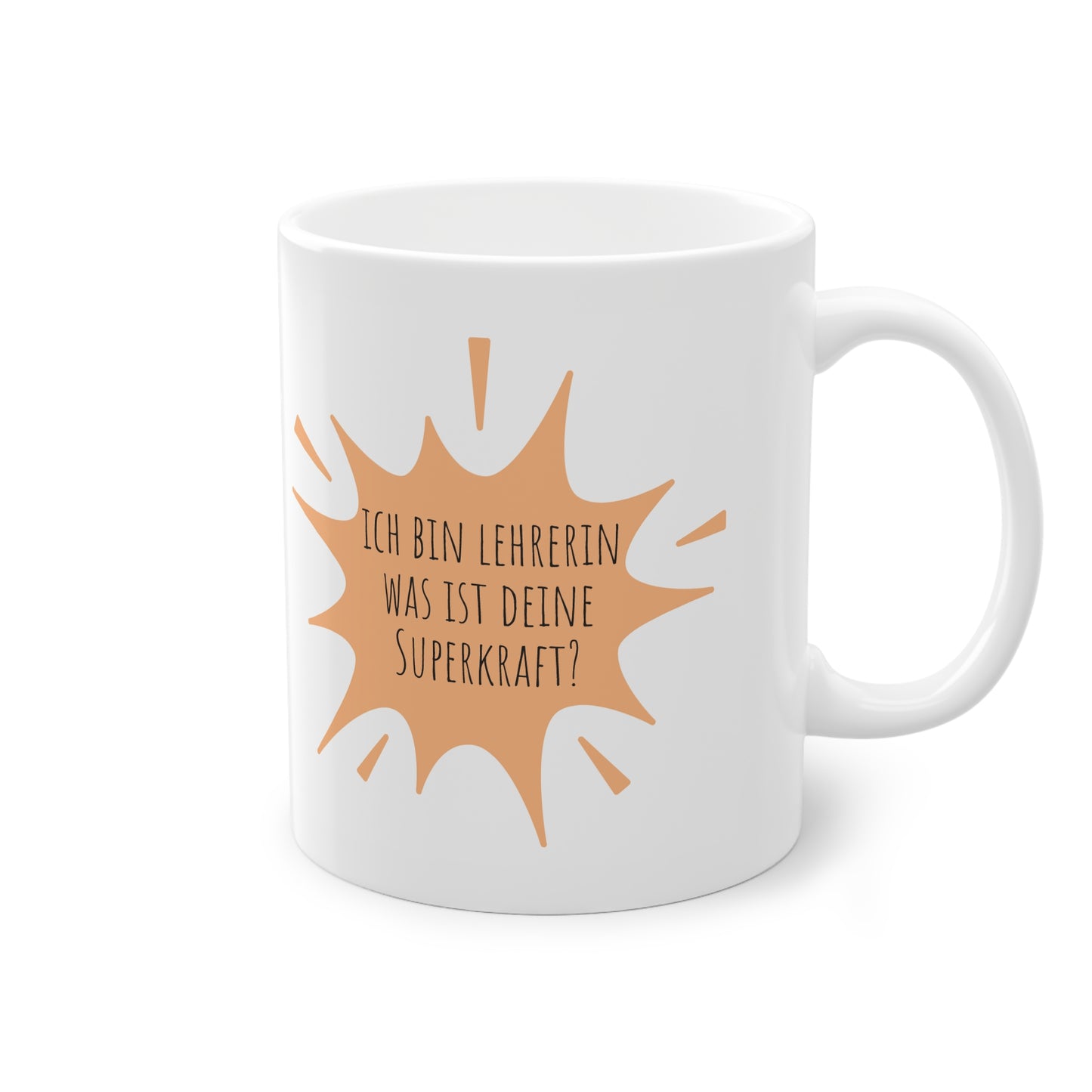 Weisse Tasse Superkraft Lehrerin