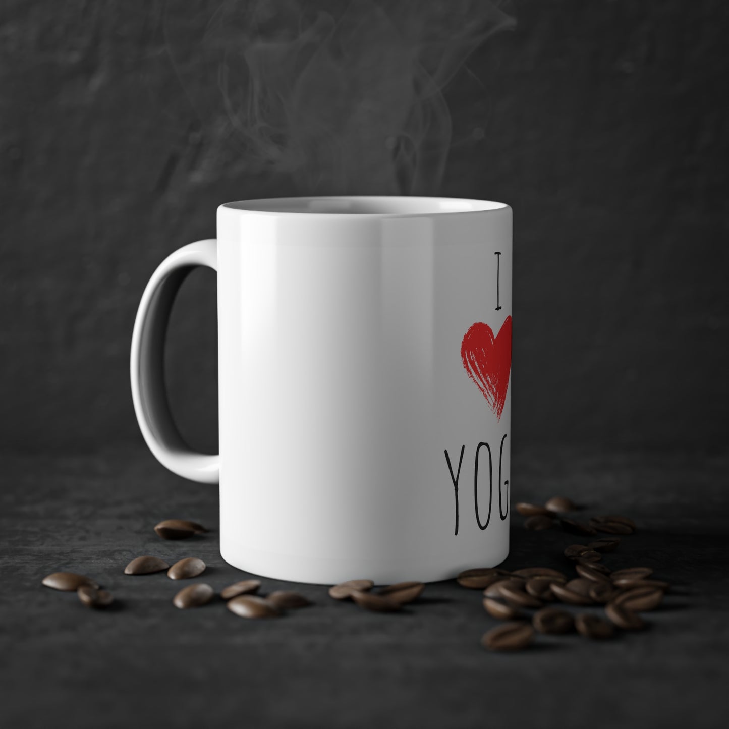 Weisse Tasse "I love yoga"