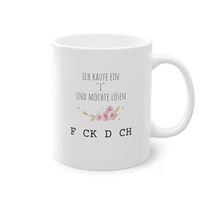 Weiße Büro Lösungs Tasse "Fick Dich"