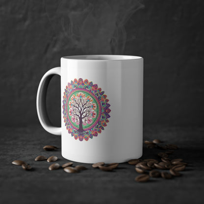 Weisse Mandala Tasse Baum 1