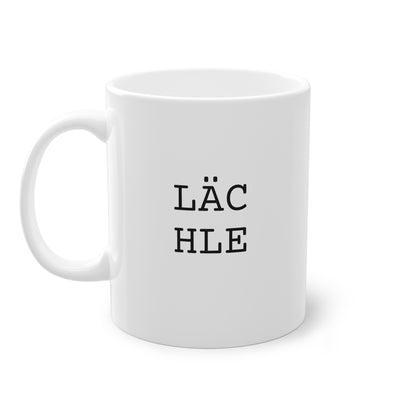 Weisse Design Tasse "lächle"