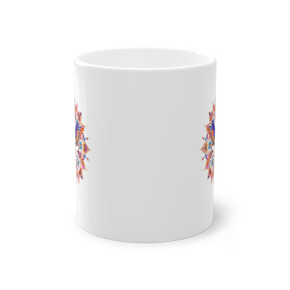 Weisse Mandala Tasse Vogel 4