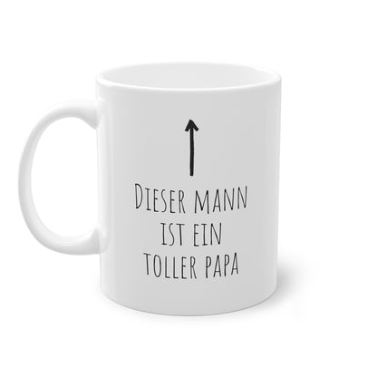 Weisse Tasse mit Pfeil "toller Papa"