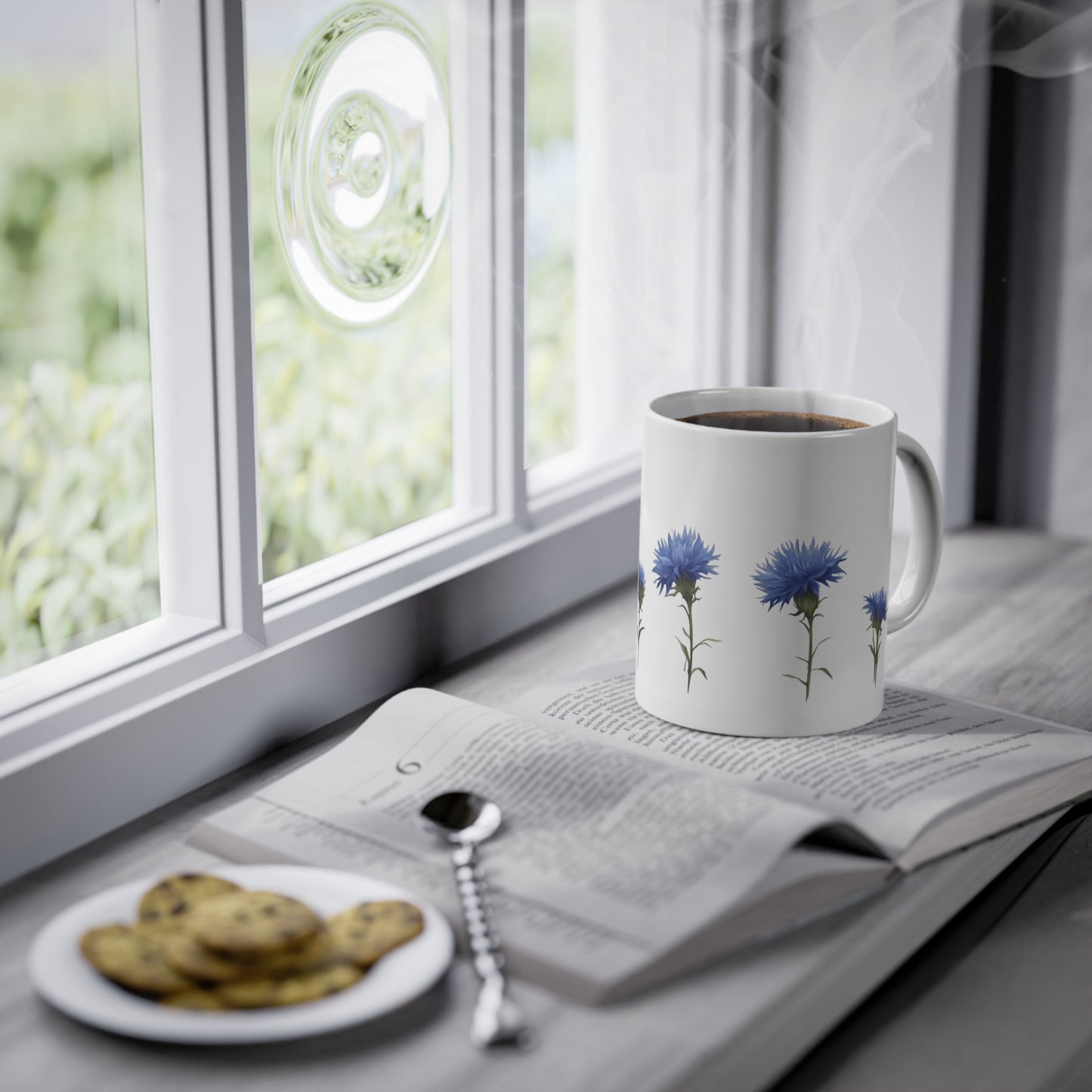 Weisse Blumen Tasse Kornblumen 3