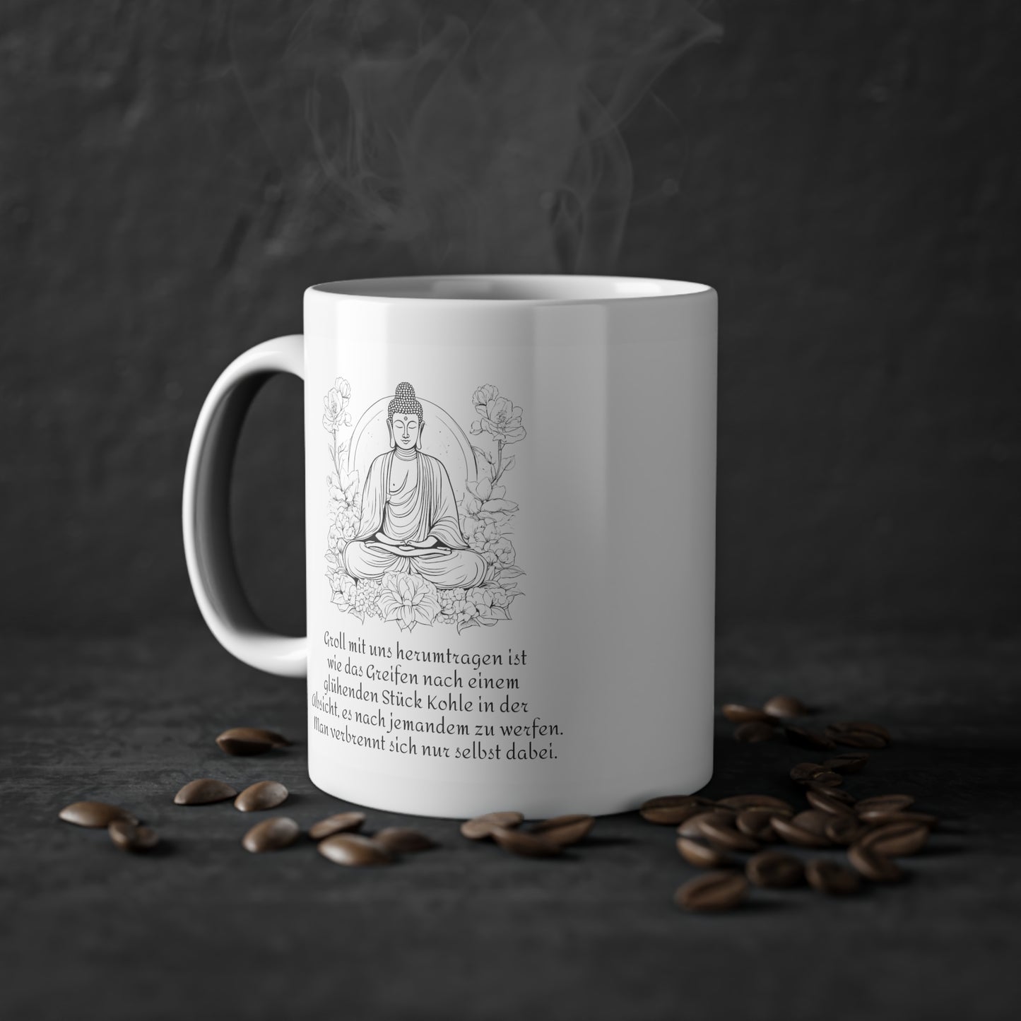 Weisse Tasse Sinnspruch Buddha "Groll"