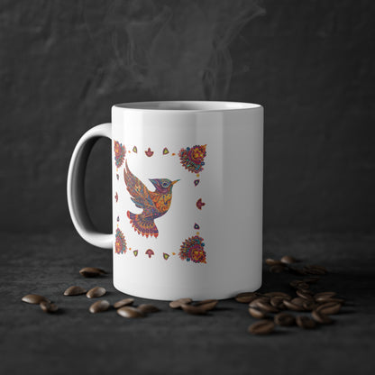 Weisse Mandala Tasse Vogel 3