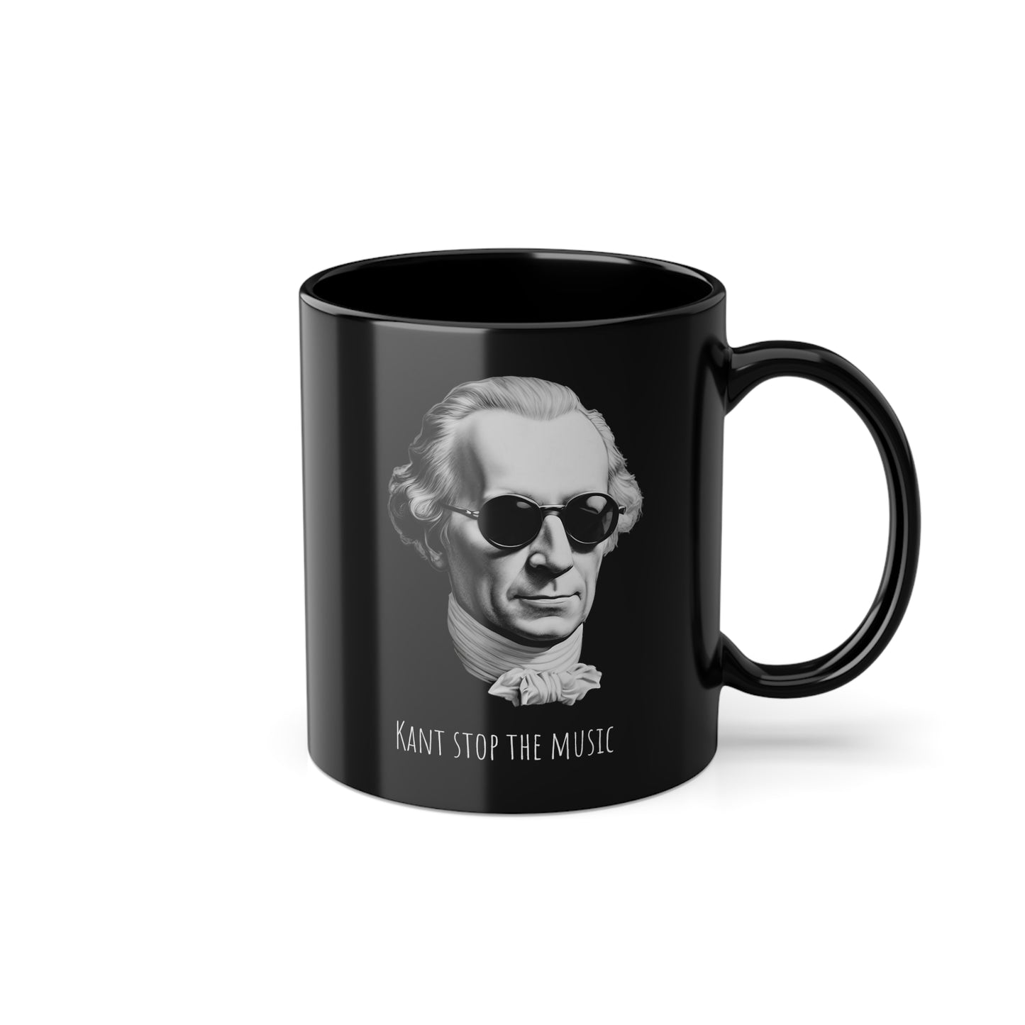 Schwarze Philosophen Tasse "Can`t stop the Music"