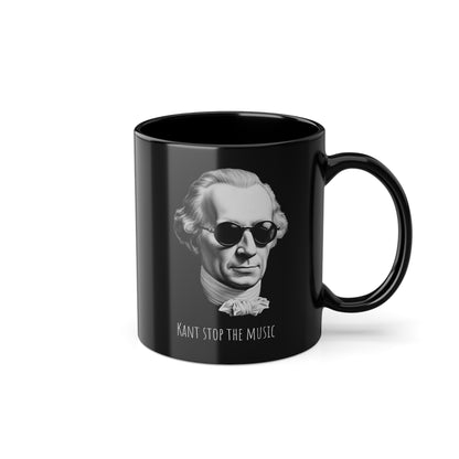 Schwarze Philosophen Tasse "Can`t stop the Music"