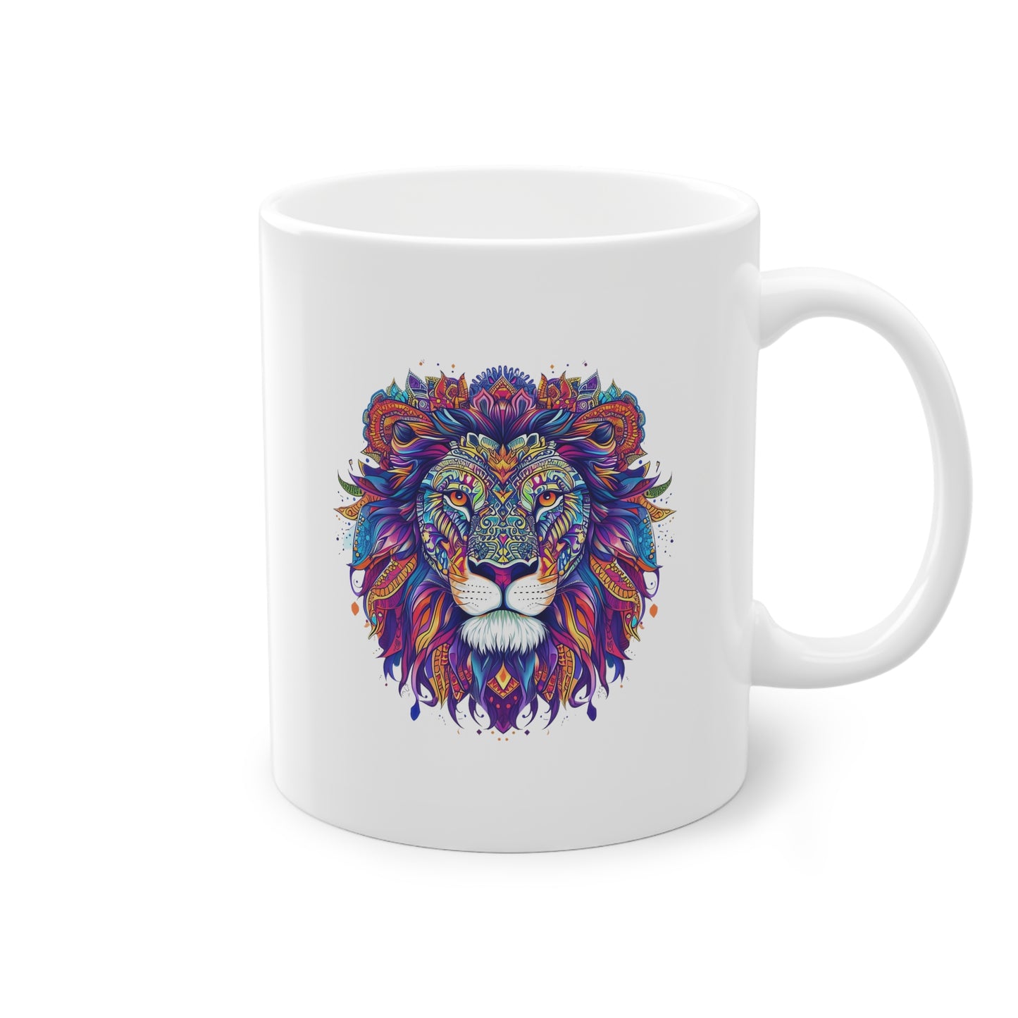 Weisse Mandala Tasse Löwe 1