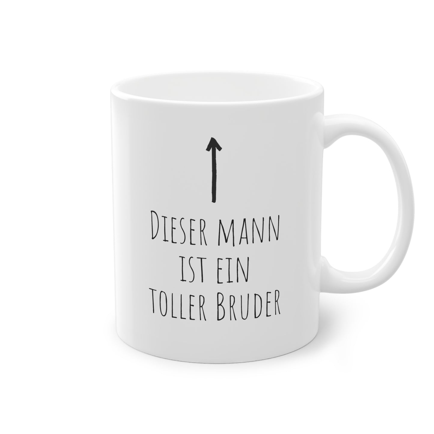 Weisse Tasse mit Pfeil "toller Bruder"