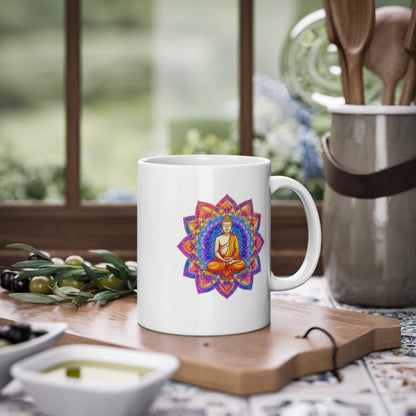 Weisse Mandala Tasse Buddha 1