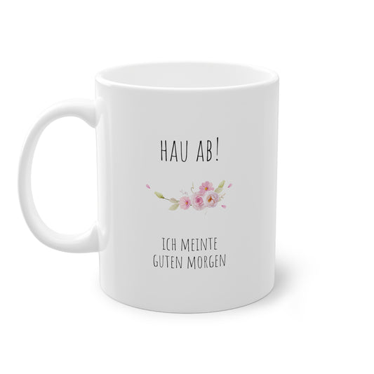 Weiße Büro Tasse "Hau ab"