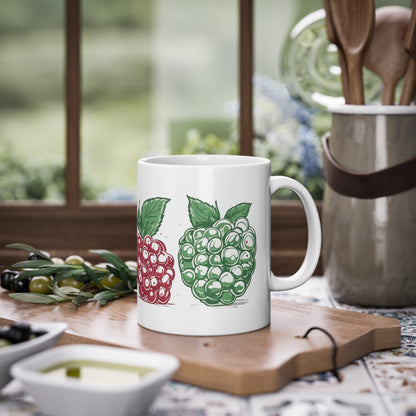 Weisse Tasse "Himbeeren"