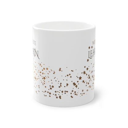 Weisse Tasse golden Glitter "weltbeste Lehrerin"