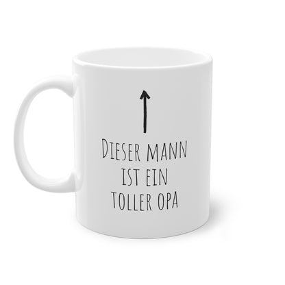 Weisse Tasse mit Pfeil "toller Opa"