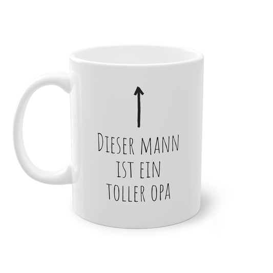 Weisse Tasse mit Pfeil "toller Opa"