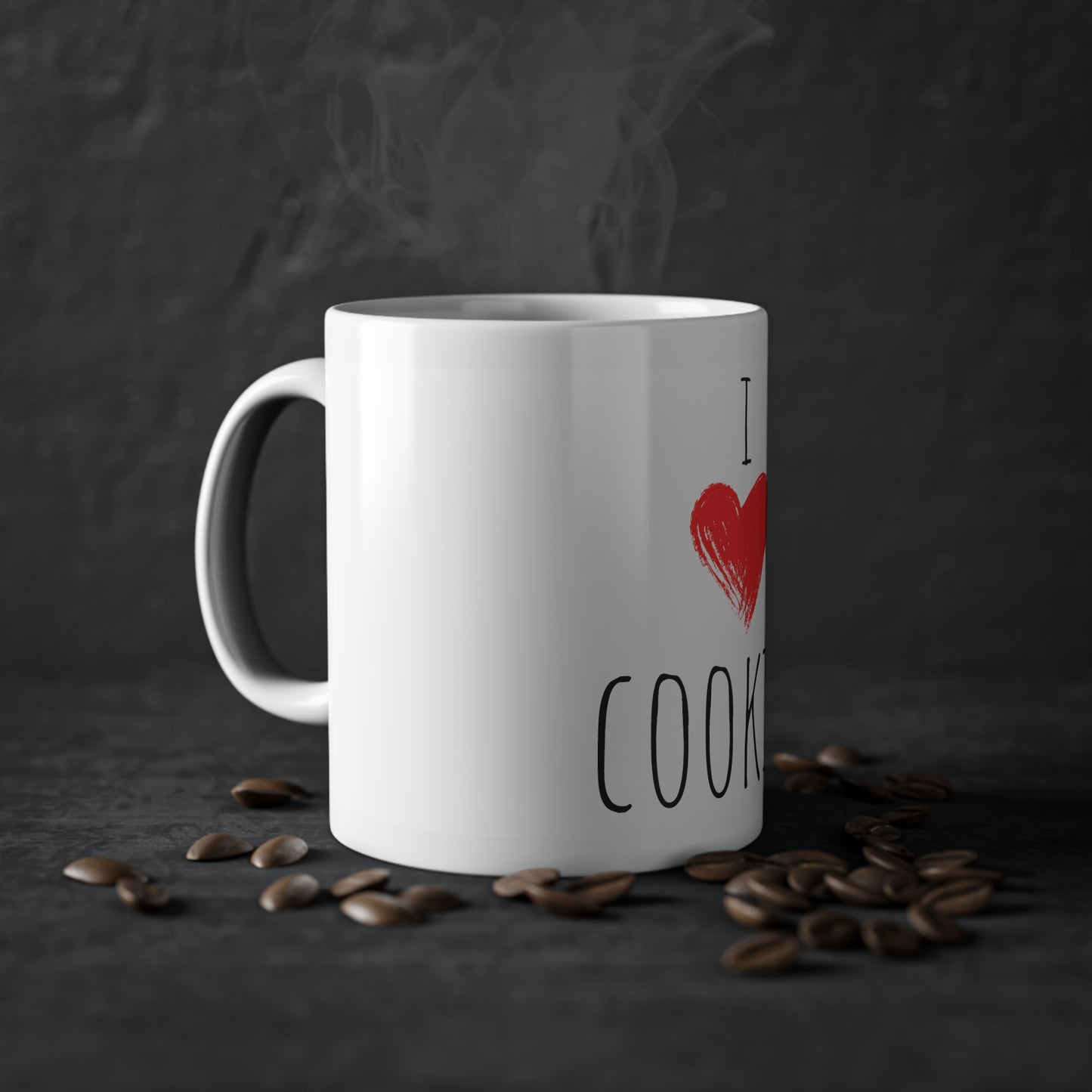 Weisse Tasse "I love cookies"