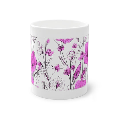 Weisse Tasse pinke Blumen