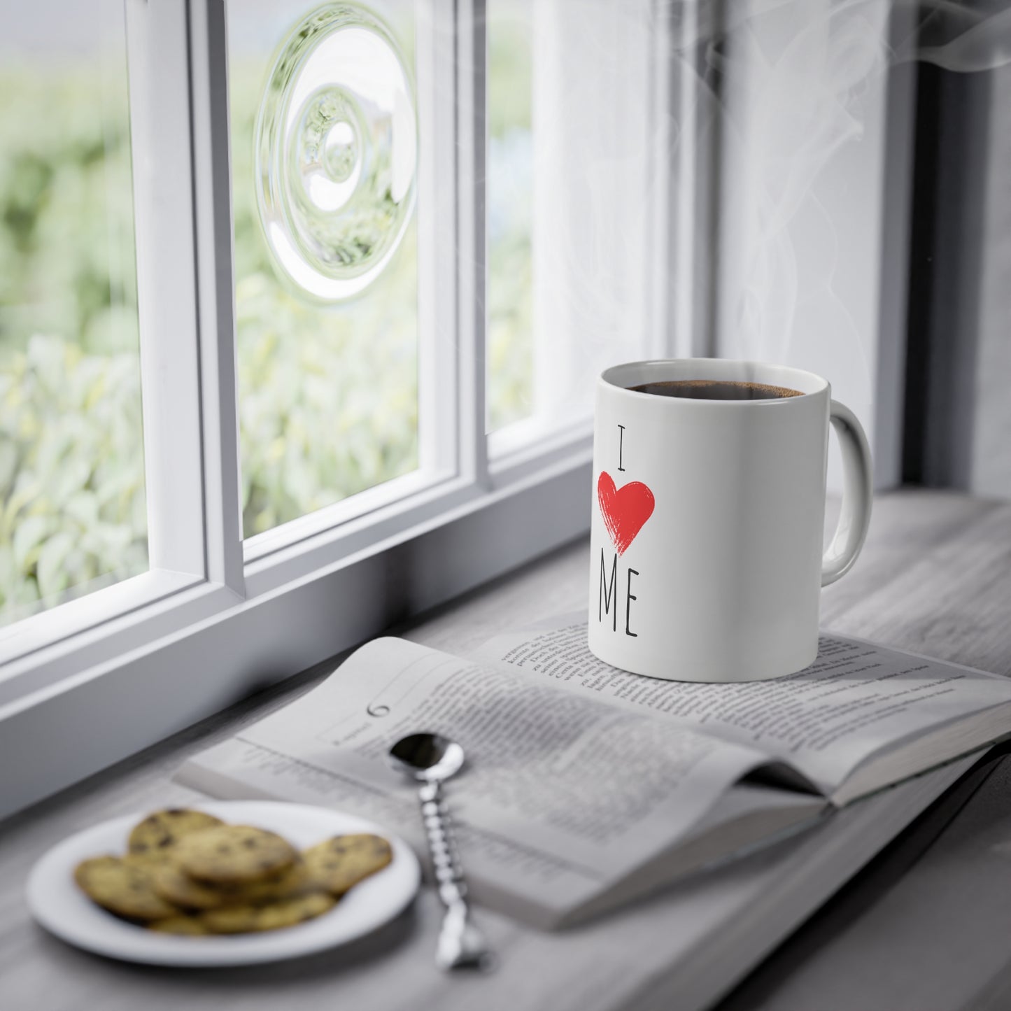 Weisse Tasse "I love me"