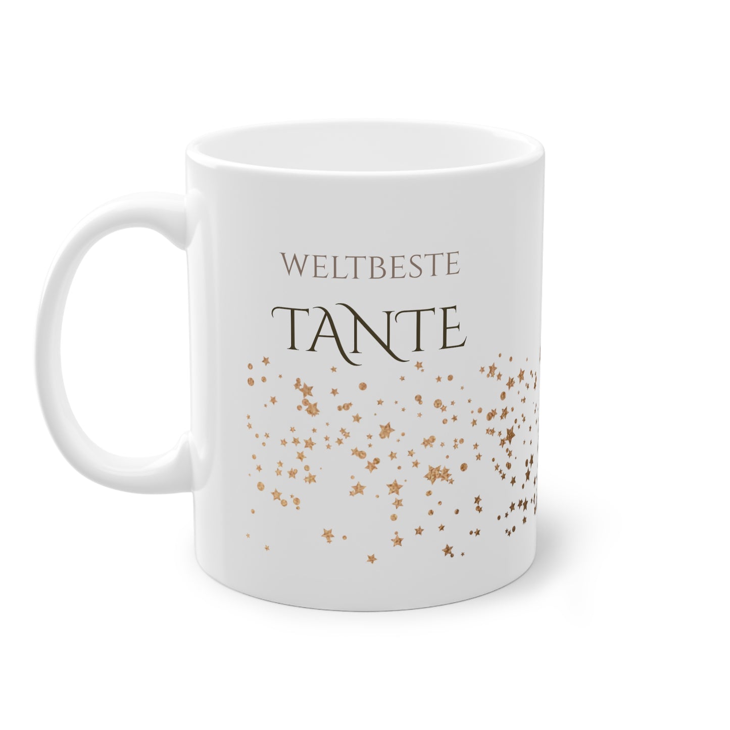 Weisse Tasse golden Glitter "weltbeste Tante"