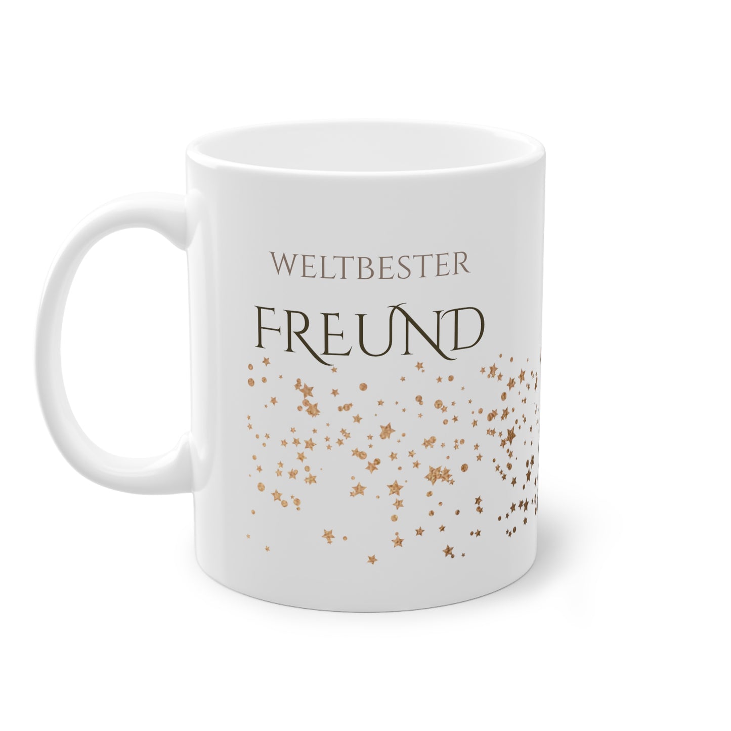 Weisse Tasse golden Glitter "weltbester Freund"