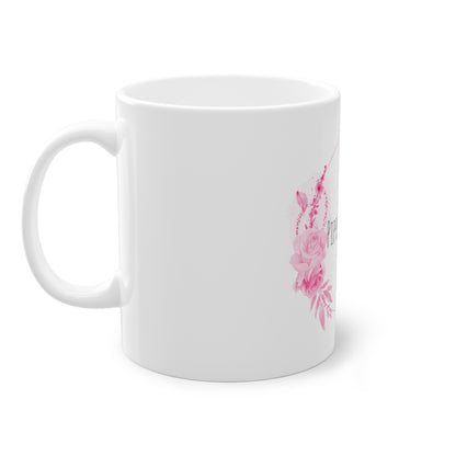 Weisse Pöbel Tasse mit Rosen "Pippikackasau"