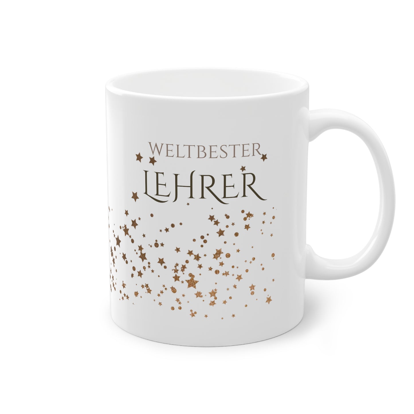 Weisse Tasse golden Glitter "weltbester Lehrer"