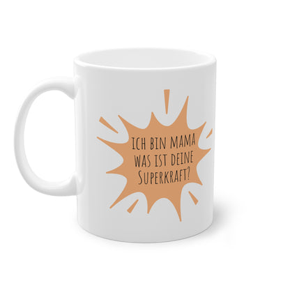 Weisse Tasse Superkraft Mama