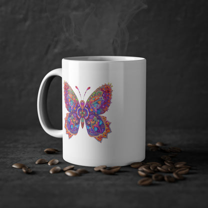 Weisse Mandala Tasse Schmetterling 1