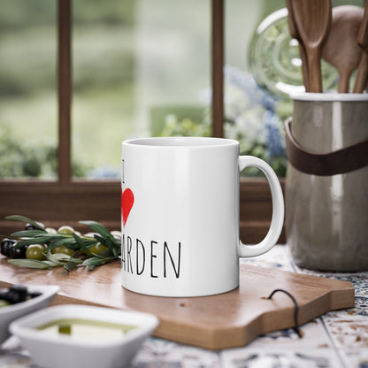 Weisse Tasse "I love my Garden"