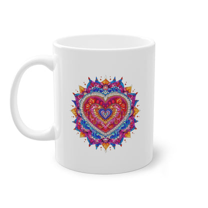 Weisse Mandala Tasse Herz 1