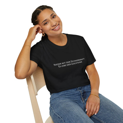T-Shirt schwarz mit Spruch "Schwerkraft & Leichtsinn"
