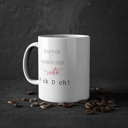 Weiße Büro Lösungs Tasse "Fick Dich"