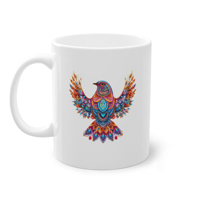 Weisse Mandala Tasse Vogel 1