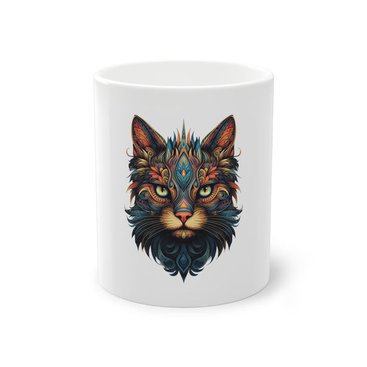 Weisse Mandala Tasse Katze 1